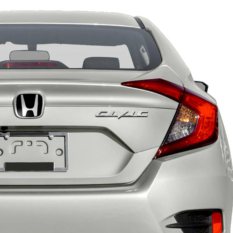 3 PCS Set Black JDM H Front & Rear Emblems with Civic Rear Chrome Emblem For 06-11 CIVIC SEDAN DX EX LX SI - Image 3