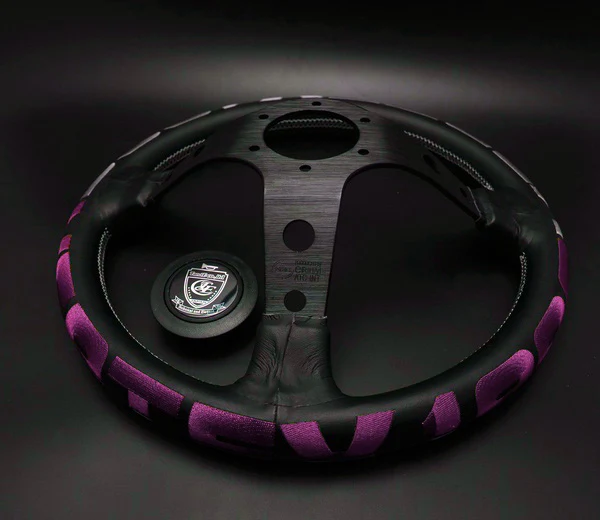320mm Vertex 1996 Leather Deep Dish Modified Steering Wheel PINK Stitch Sports Steering Wheel OMP MOMO Racing - Image 5