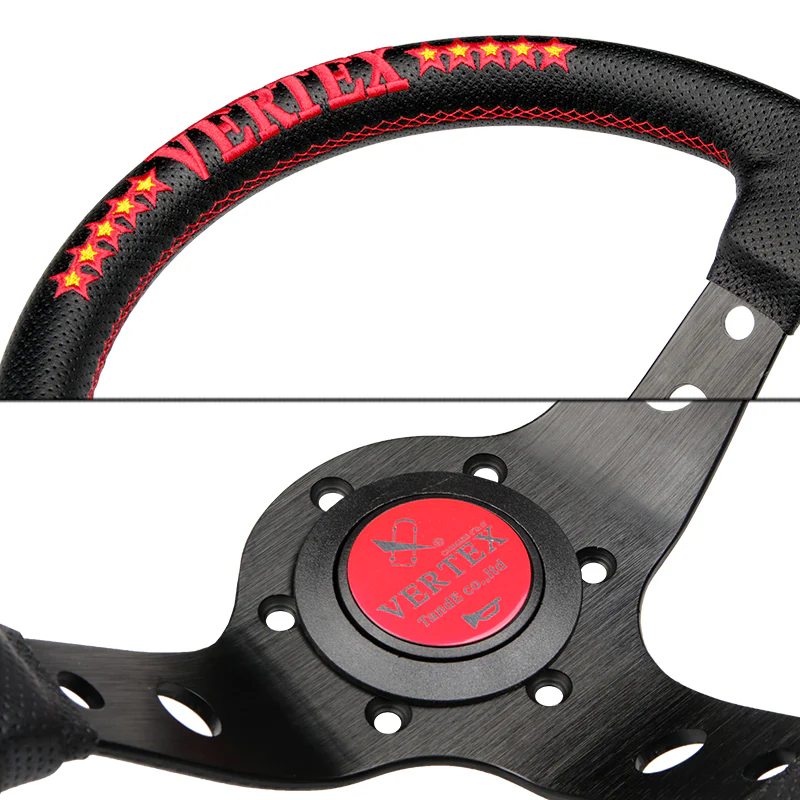 330mm Deep Dish Racing Drift Rally Tuning Sport Embroidery Vertex Steering Wheel - Image 2