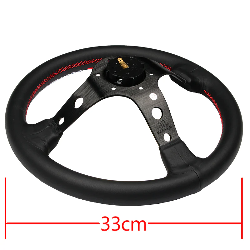 330mm JDM EPL Embroidery Vertex Genuine Leather Drift Sport Steering Wheels New - Image 3