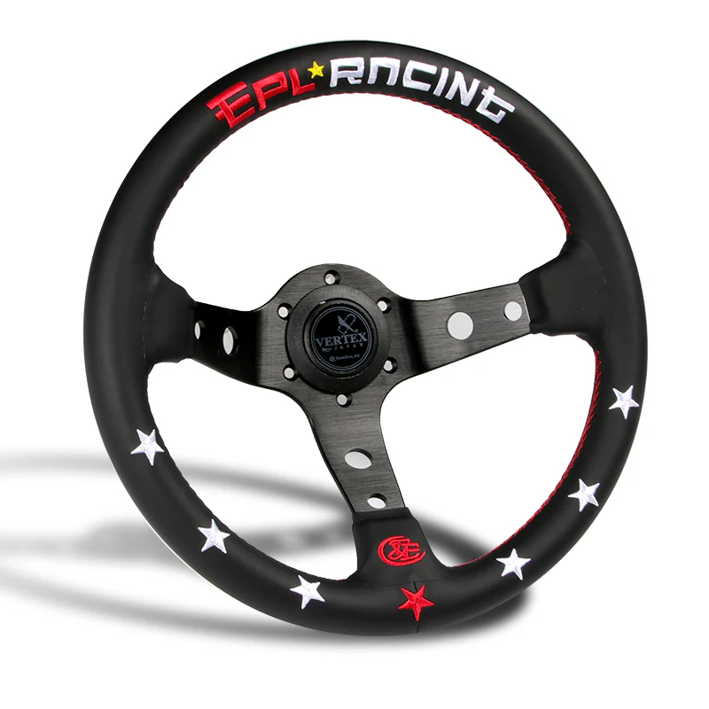 330mm JDM EPL Embroidery Vertex Genuine Leather Drift Sport Steering Wheels New - Image 4