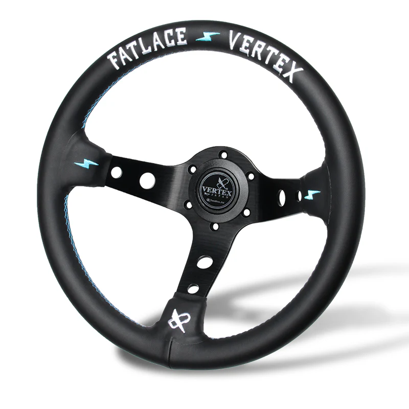 330mm JDM White Embroidery Vertex Genuine Leather Drift Sport Steering Wheels - Image 2