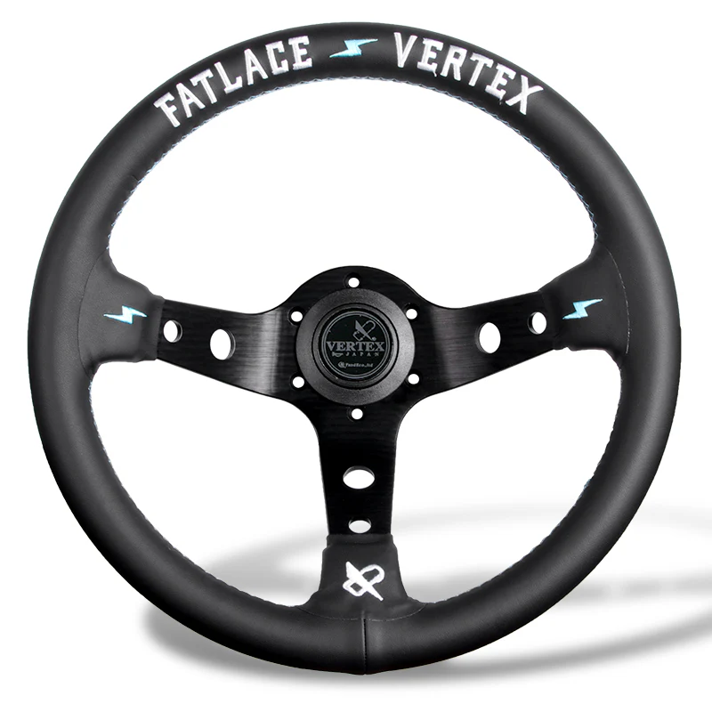 330mm JDM White Embroidery Vertex Genuine Leather Drift Sport Steering Wheels - Image 5