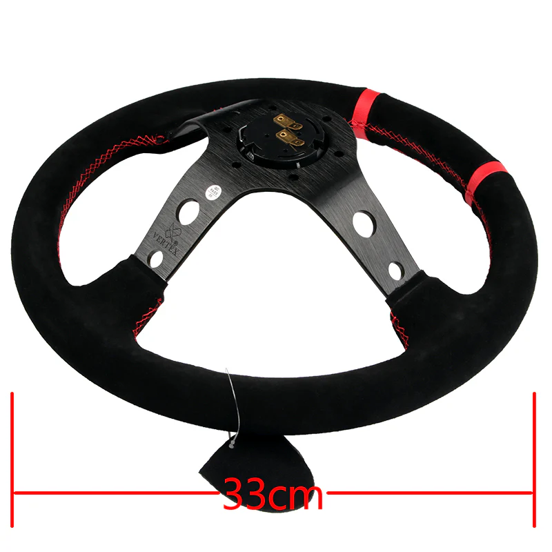 330mm Racing POLICE Bye Bye Drift 1985 Embroidery Suede Deep Dish Steering Wheel New - Image 3
