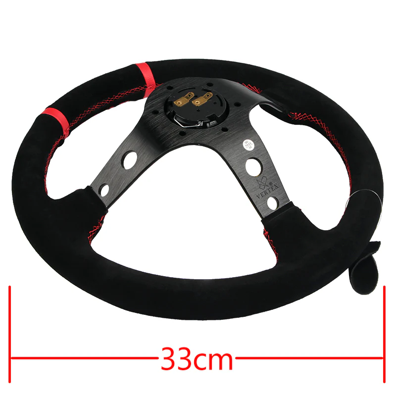 330mm Racing POLICE Bye Bye Drift 1985 Embroidery Suede Deep Dish Steering Wheel New - Image 5