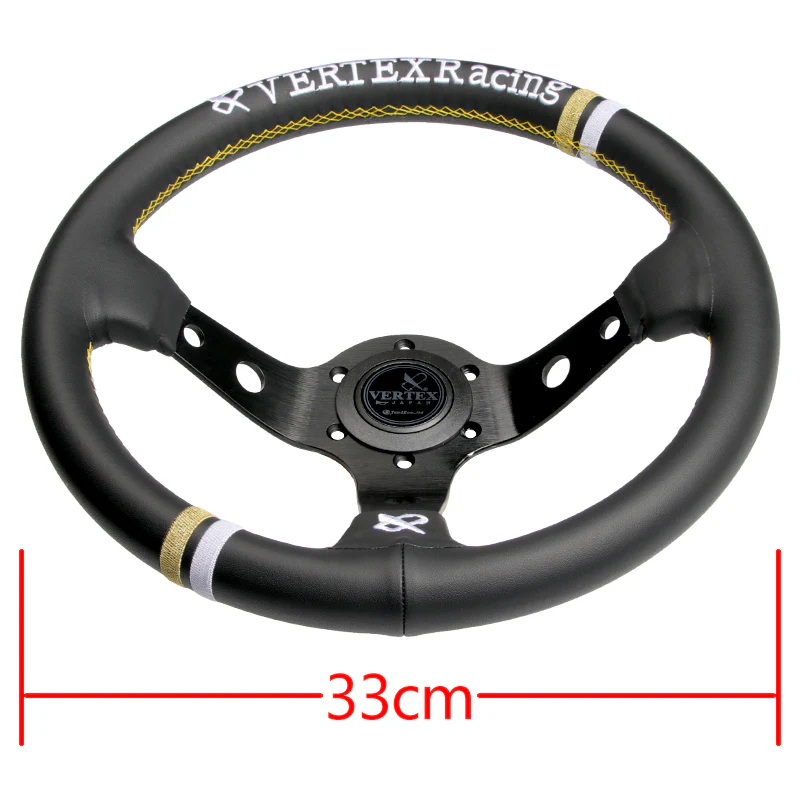 330mm Vertex Leather Deep Dish Modified Steering Wheel Sports Steering Wheel - Image 2