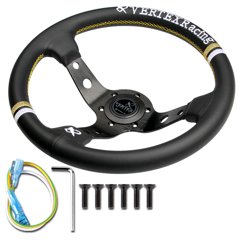 330mm Vertex Leather Deep Dish Modified Steering Wheel Sports Steering Wheel - Image 5