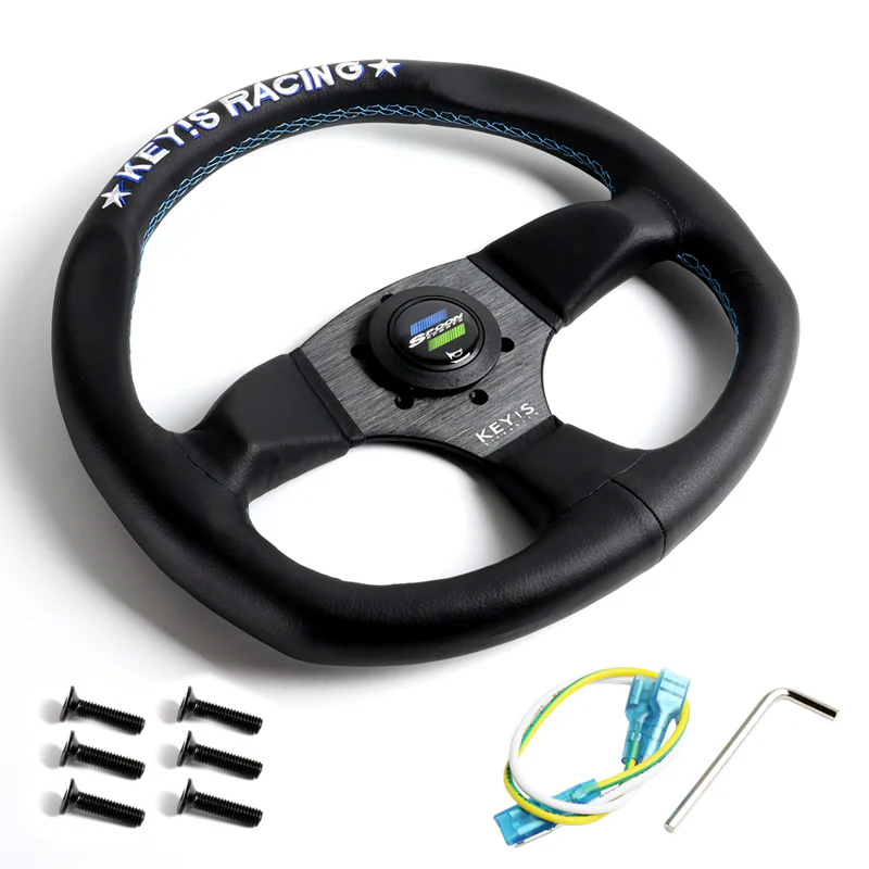 340mm KEY's Deep Dish Embroidery Leather Steering Wheel OMP Racing MOMO Spoon Sports SPC Performance Drifting Rally New - Image 2