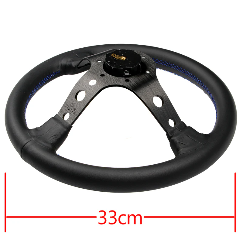 340mm KEY's Deep Dish Leather Steering Wheel OMP Racing SPC Performance Drifting Rally New - Image 3