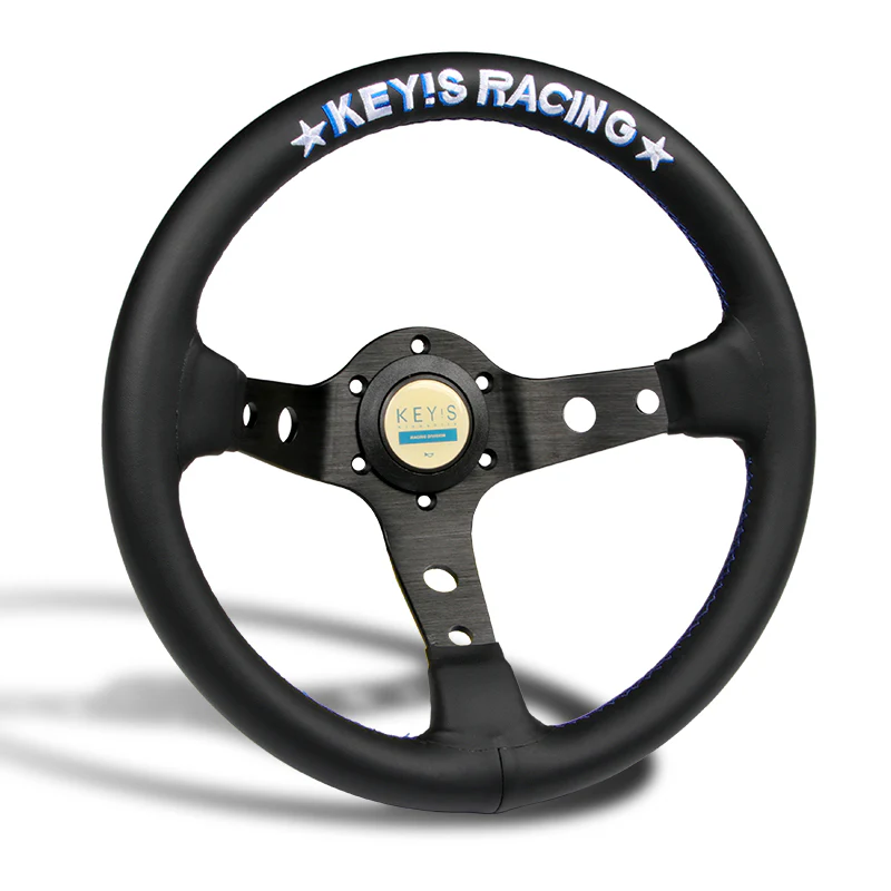340mm KEY's Deep Dish Leather Steering Wheel OMP Racing SPC Performance Drifting Rally New - Image 5
