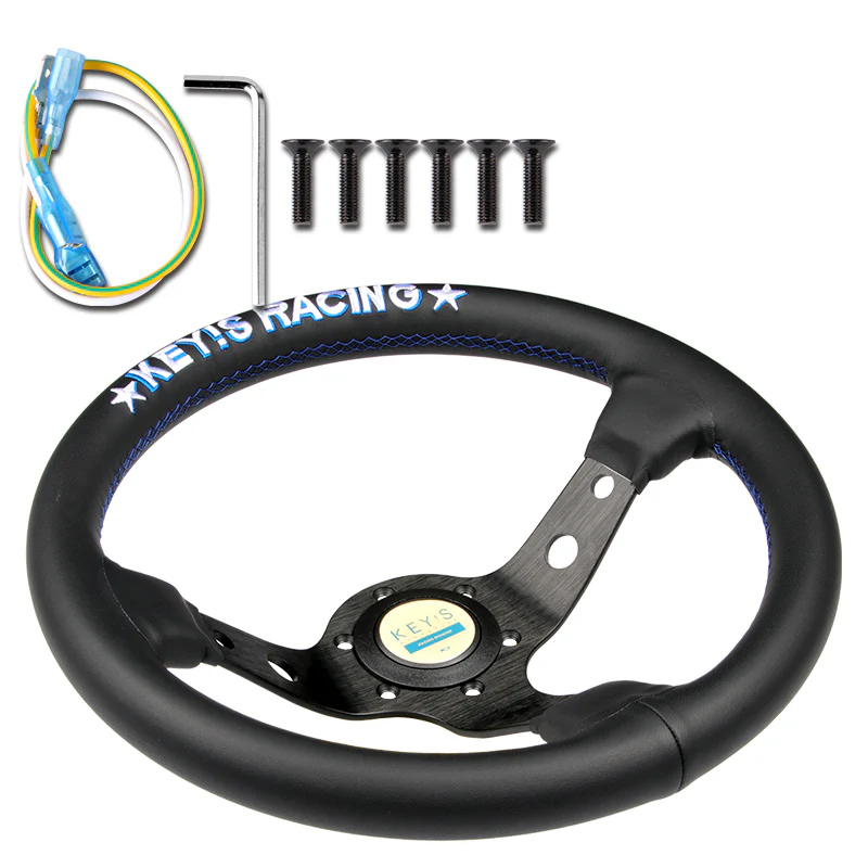340mm KEY's Deep Dish Leather Steering Wheel OMP Racing SPC Performance Drifting Rally New - Image 6