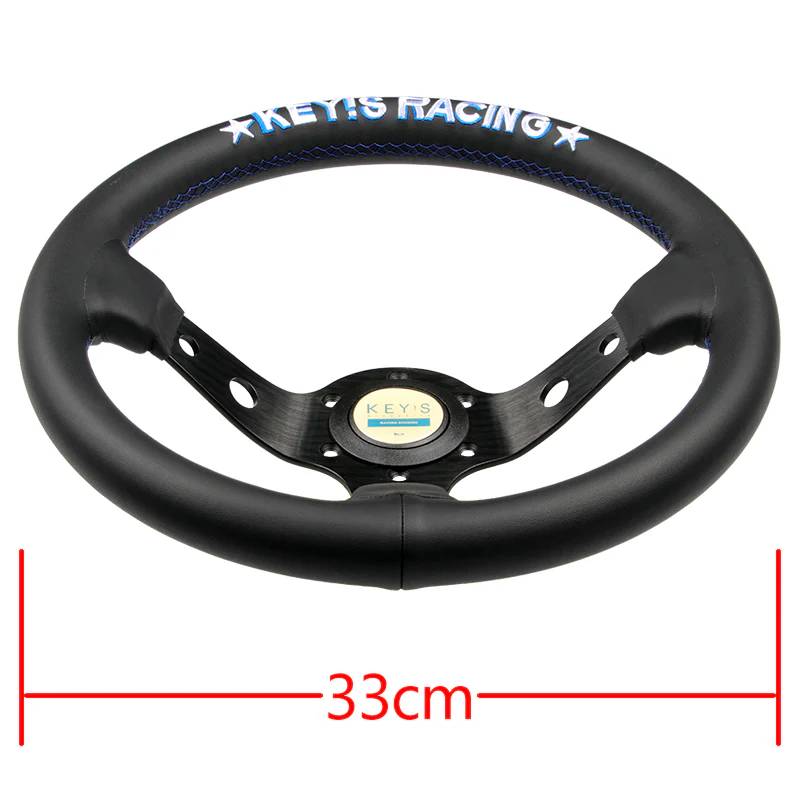 340mm KEY's Deep Dish Leather Steering Wheel OMP Racing SPC Performance Drifting Rally New - Image 7