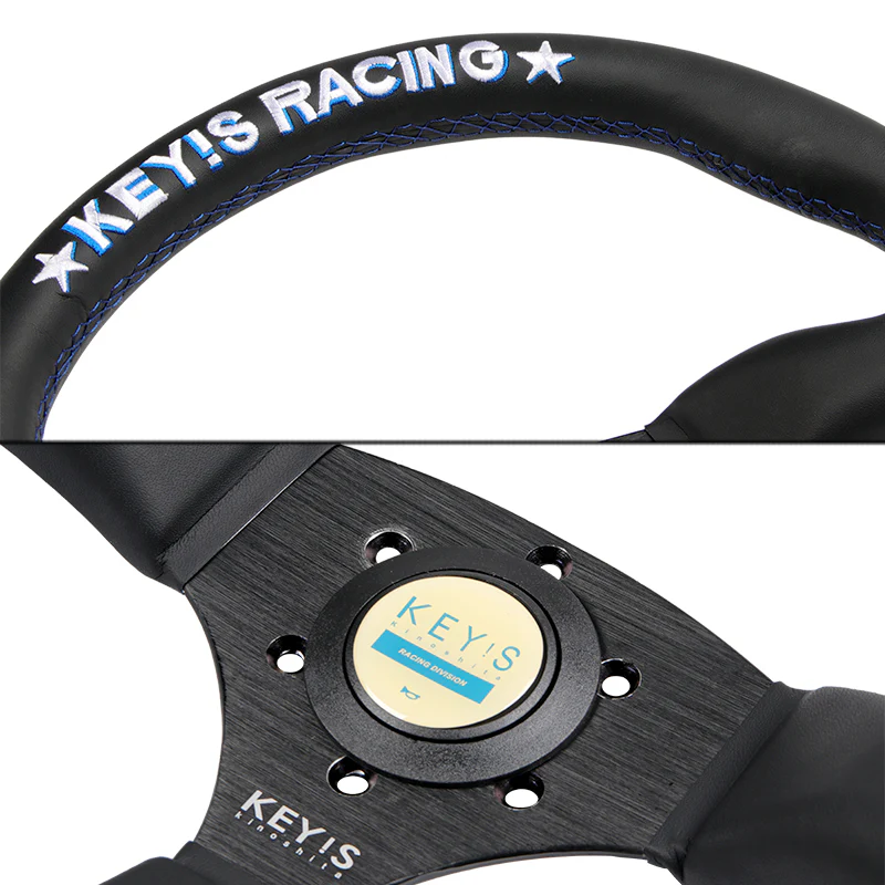 340mm KEY's Racing Deep Dish Embroidery Leather Steering Wheel MOMO Spoon Sports OMP SPC Performance Drifting Rally New - Image 2