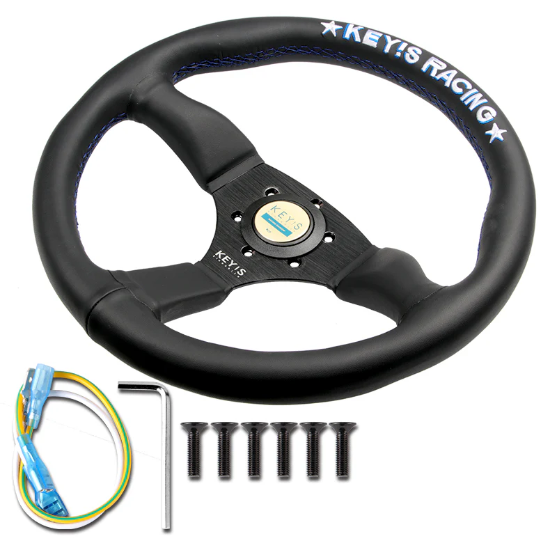 340mm KEY's Racing Deep Dish Embroidery Leather Steering Wheel MOMO Spoon Sports OMP SPC Performance Drifting Rally New - Image 4