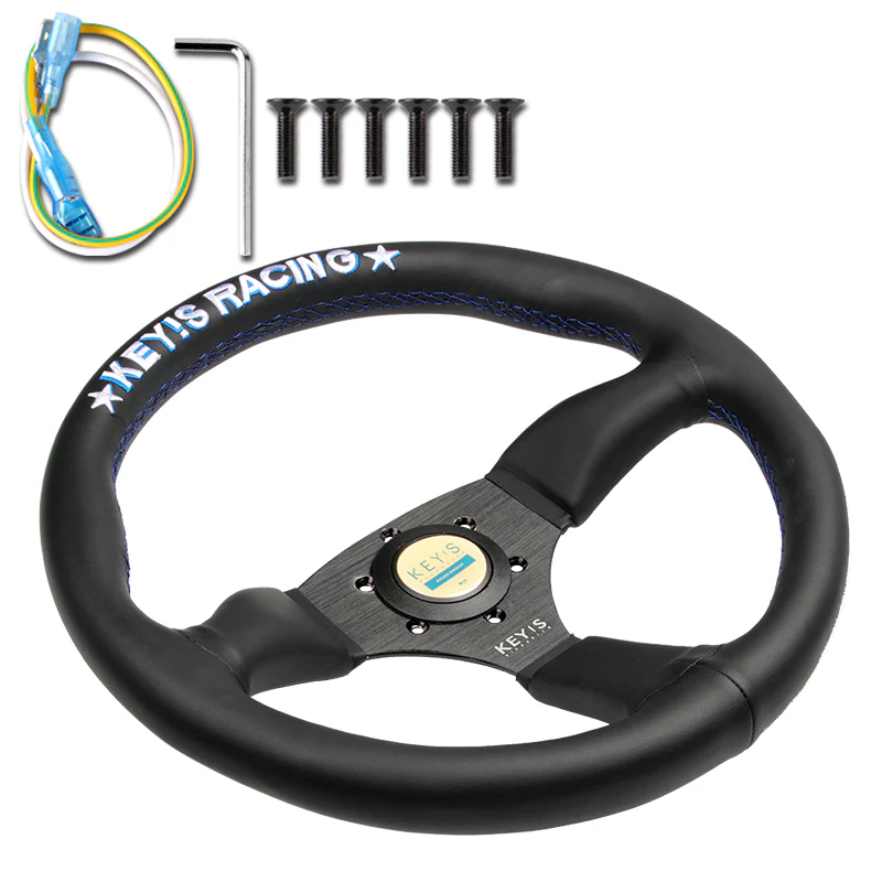 340mm KEY's Racing Deep Dish Embroidery Leather Steering Wheel MOMO Spoon Sports OMP SPC Performance Drifting Rally New - Image 7
