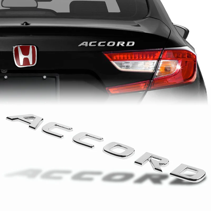3PCS JDM Honda Set Red H Front and Rear Badge with Chrome ACCORD Emblem For 2018 - 2019 SEDAN 4DR NEW - Image 4