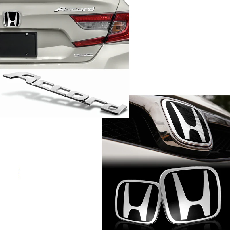 3PCS SET Front + Rear Red JDM H Emblems with Chrome Accord Emblem for 2008 - 2012 ACCORD SEDAN 4DR - Image 6