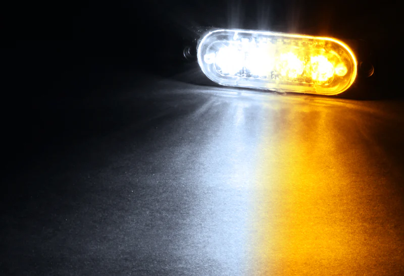 4-LED White/Amber Emergency Beacon Car Warning Hazard Strobe Light – Universal Fit - Image 3