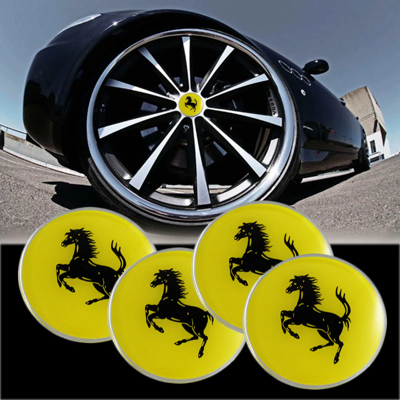 4 pcs SET Ferrari WHEEL Trim CAPS Alloy Racing EMBLEM Badges Stickers 65mm 3D NEW - Image 4