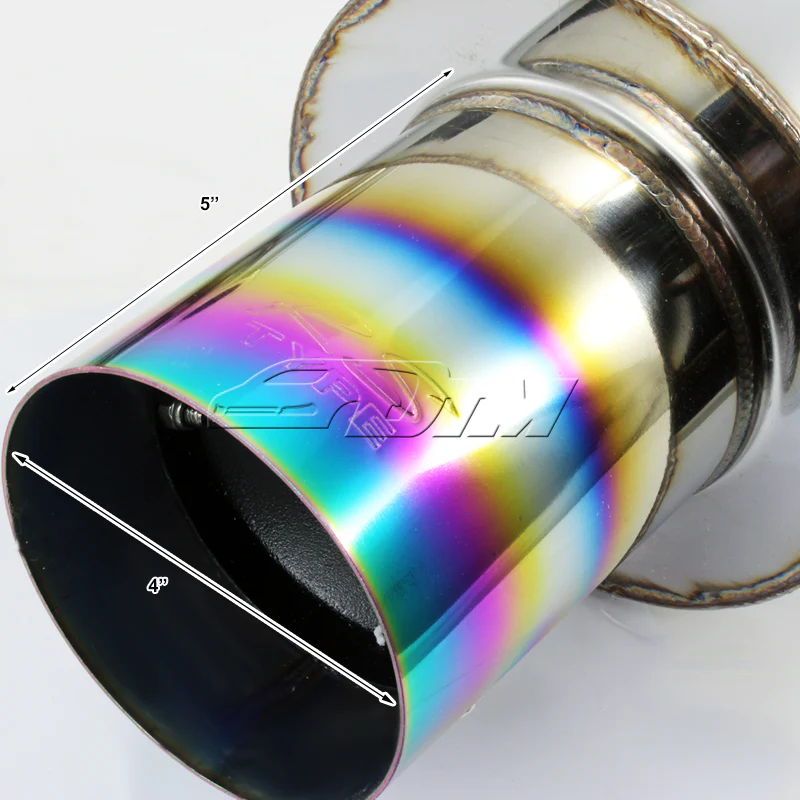 4" Rainbow Tip Muffler Stainless Steel Catback Exhaust System For 2001 2002 2003 2004 2005 Honda Civic EX 2DR / 4DR 1.7L - Image 2