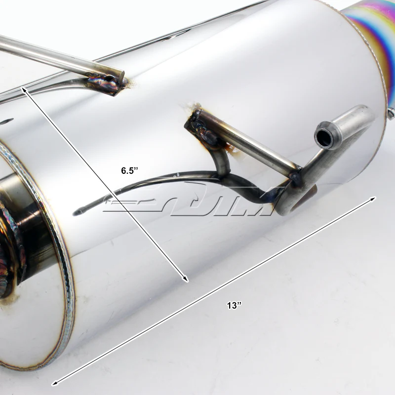 4" Rainbow Tip Muffler Stainless Steel Catback Exhaust System For 2001 2002 2003 2004 2005 Honda Civic EX 2DR / 4DR 1.7L - Image 4