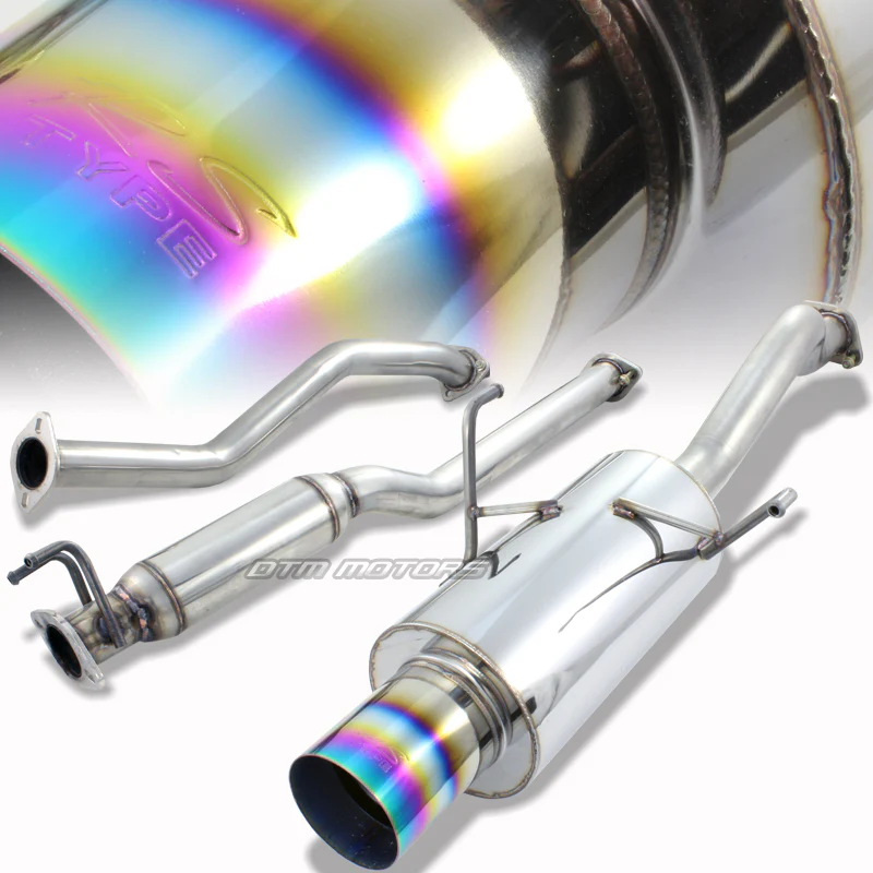 4" Rainbow Tip Muffler Stainless Steel Catback Exhaust System For 2001 2002 2003 2004 2005 Honda Civic EX 2DR / 4DR 1.7L - Image 7