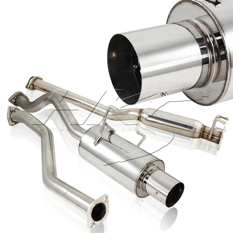 4" Tip Muffler Stainless Steel Catback Exhaust System For 2001 2002 2003 2004 2005 Honda Civic EX 2DR / 4DR 1.7L - Image 2