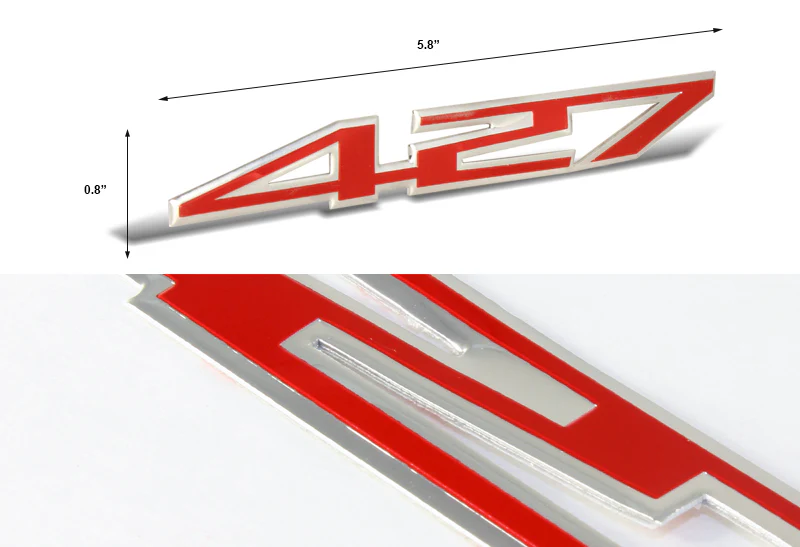 427 Aluminum Sticker Decal Emblem Badge Bumper / Trunk / Hood / Engine -Red - Image 2