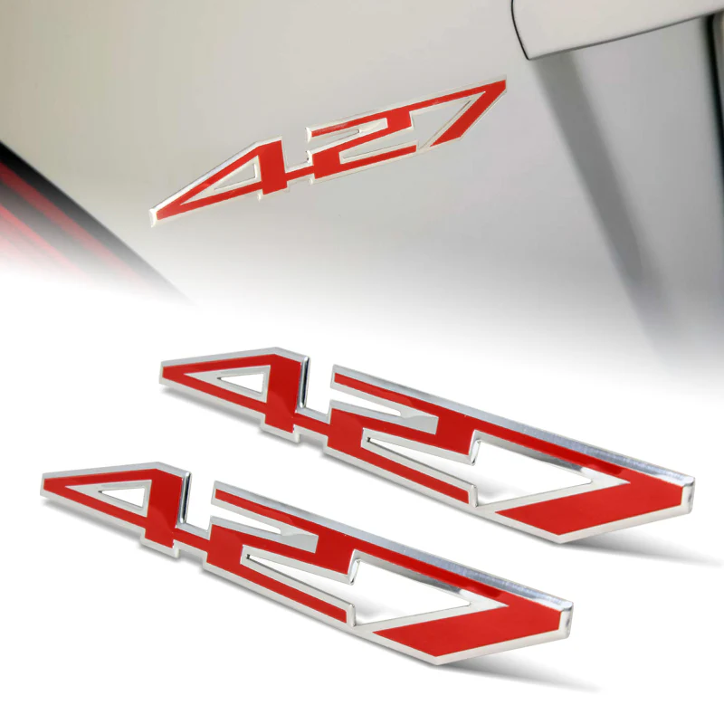 427 Aluminum Sticker Decal Emblem Badge Bumper / Trunk / Hood / Engine -Red - Image 3