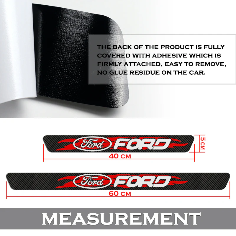 4PCS Carbon Fiber Car Door Scuff Sill Cover Panel Step Protector For Ford New - Image 6