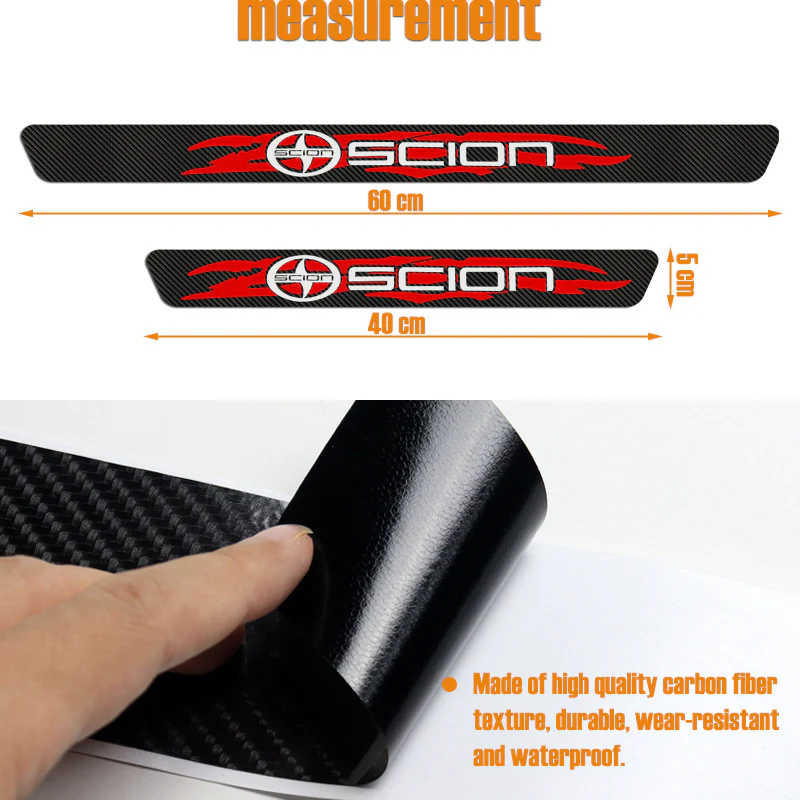 4PCS Set Carbon Fiber Car Door Scuff Sill Cover Panel Step Protector For SCION NEW - Image 2