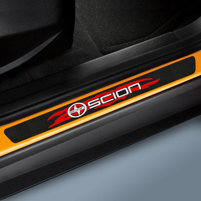 4PCS Set Carbon Fiber Car Door Scuff Sill Cover Panel Step Protector For SCION NEW - Image 3