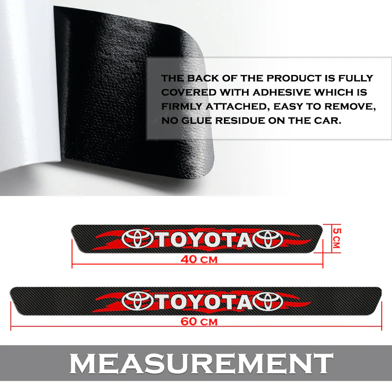 4PCS Set 5D Carbon Fiber Texture Car Door Scuff Sill Cover Panel Step Protector For TOYOTA NEW - Image 5