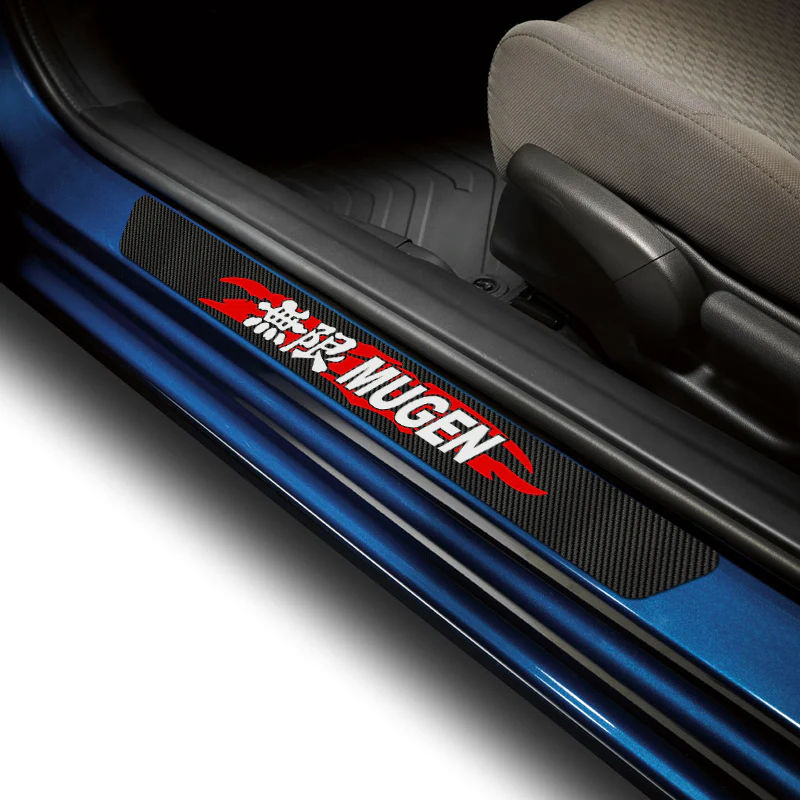 4PCS Set Carbon Fiber MUGEN Car Door Scuff Sill Cover Panel Step Protector For HONDA - Image 3