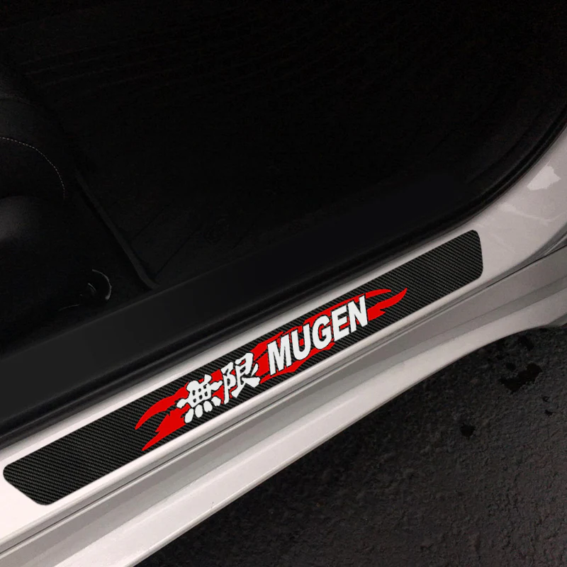 4PCS Set Carbon Fiber MUGEN Car Door Scuff Sill Cover Panel Step Protector For HONDA - Image 5