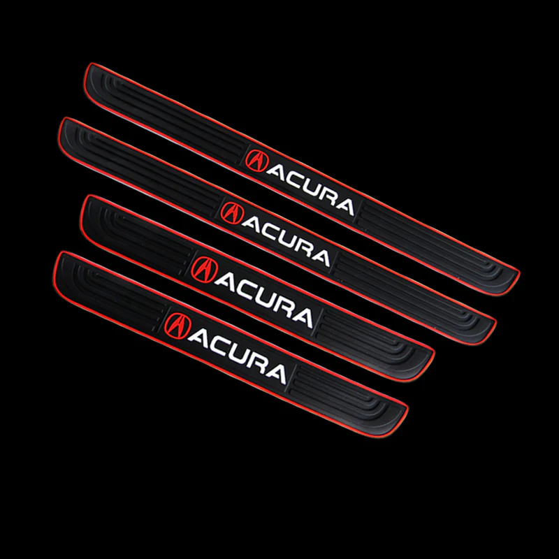 4PCS For Acura Red Border Rubber Car Door Scuff Sill Cover Panel Step Protector - Image 3