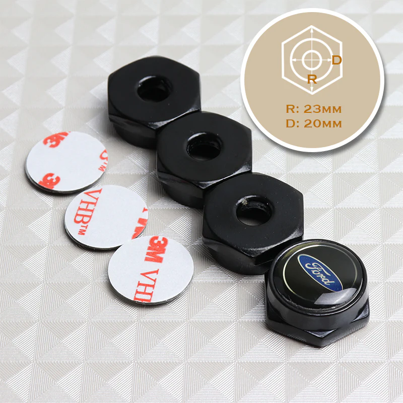 4PCS For FORD Black Car License Plate Frame Security Screw Bolt Caps Covers Set - Image 6