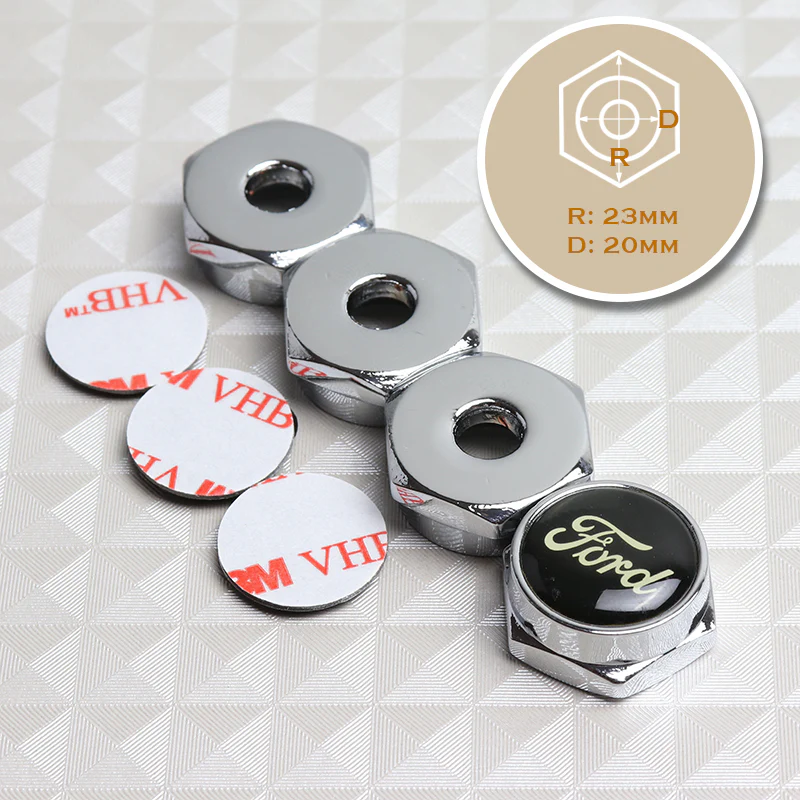4PCS For FORD Chrome Car License Plate Frame Security Screw Bolt Caps Covers Set - Image 5