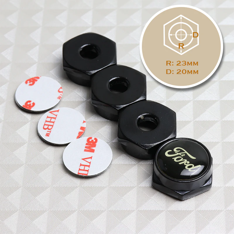 4PCS For FORD Racing Car License Plate Frame Security Screw Bolt Caps Covers Set - Image 5