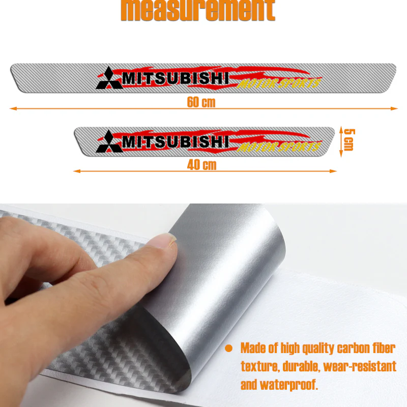 4PCS For MITSUBISHI Carbon Fiber Car Door Scuff Sill Cover Panel Step Protector Set - Image 2