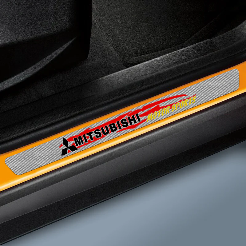 4PCS For MITSUBISHI Carbon Fiber Car Door Scuff Sill Cover Panel Step Protector Set - Image 3