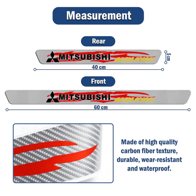 4PCS For MITSUBISHI Carbon Fiber Car Door Scuff Sill Cover Panel Step Protector Set - Image 4