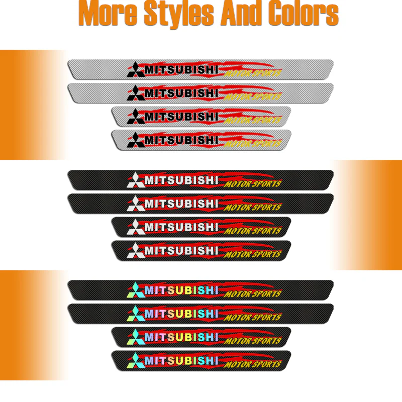 4PCS For MITSUBISHI Carbon Fiber Car Door Scuff Sill Cover Panel Step Protector Set - Image 6
