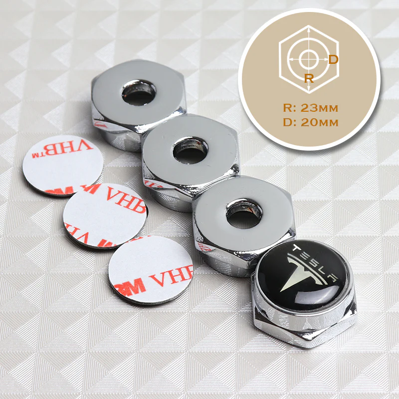 4PCS For TESLA Racing Car License Plate Frame Chrome Screw Bolt Cap Cover Bolt - Image 5