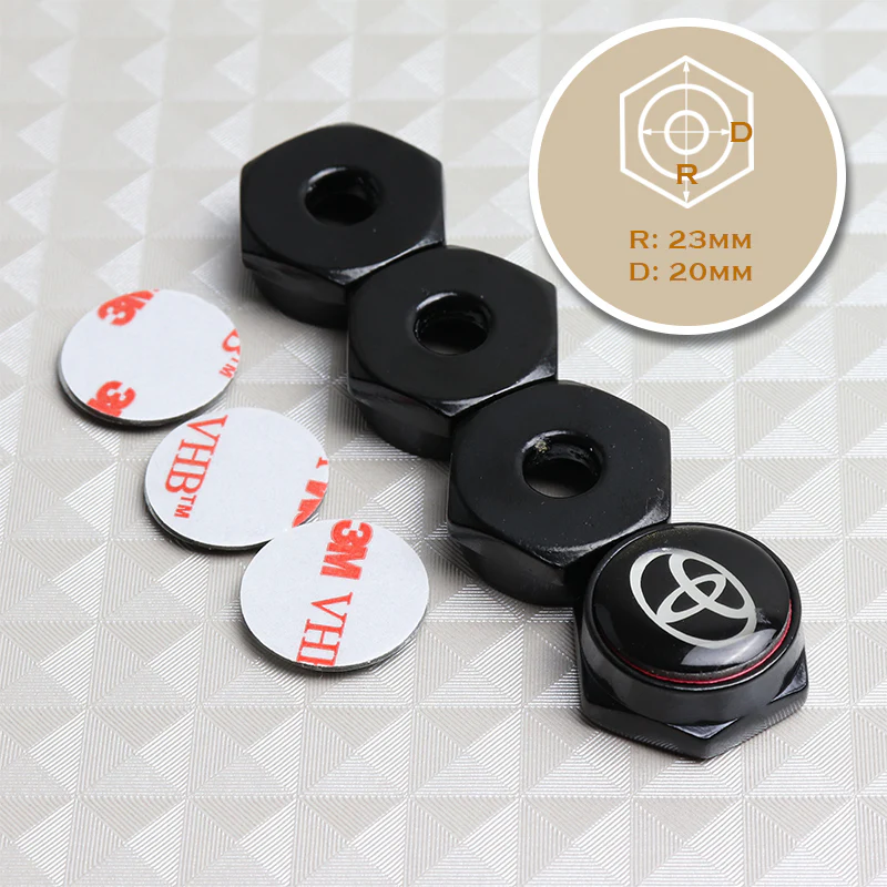 4PCS For TOYOTA Black Car License Plate Frame Chrome Screw Bolt Cap Cover Bolt - Image 5