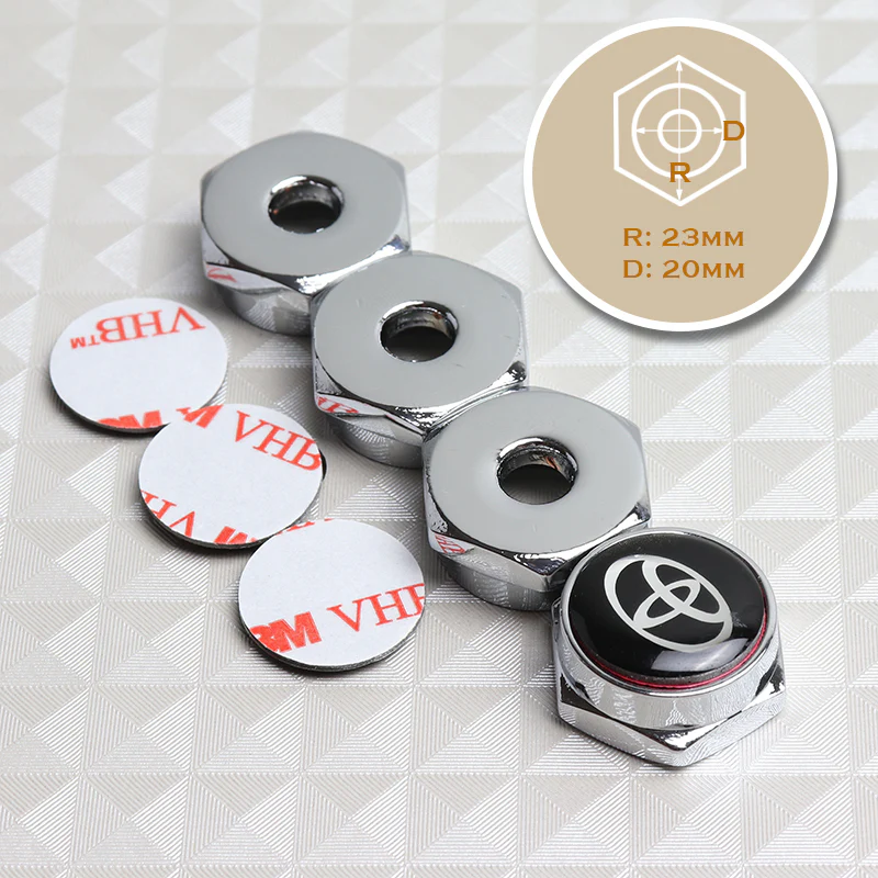 4PCS For TOYOTA Racing Car License Plate Frame Chrome Screw Bolt Cap Cover Bolt - Image 5