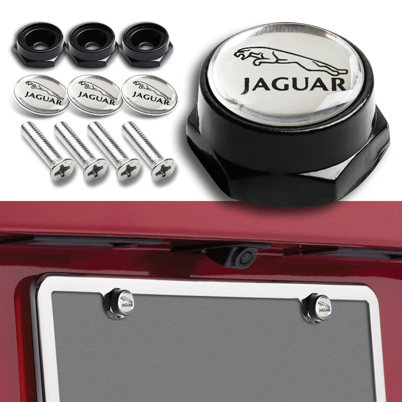 4PCS JAGUAR Racing Car License Plate Frame Black Screw Bolt Cap Cover Screw Bolt - Image 2