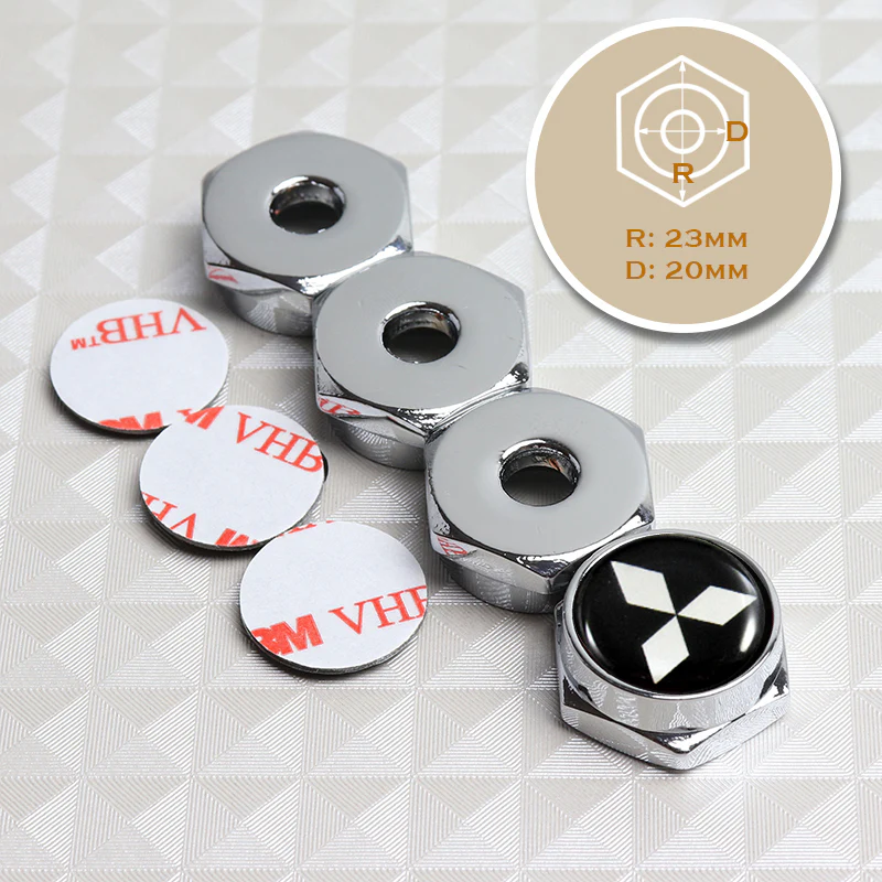 Mitsubishi 4pcs New Chrome Car License Plate Bolts Frame Screw Caps Covers - Image 6