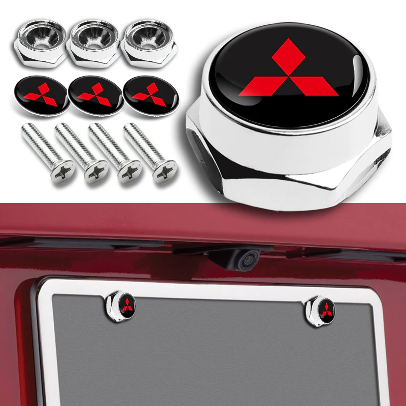 4pcs New Chrome Car License Plate Bolts Frame Screw Caps Covers for Mitsubishi - Image 2