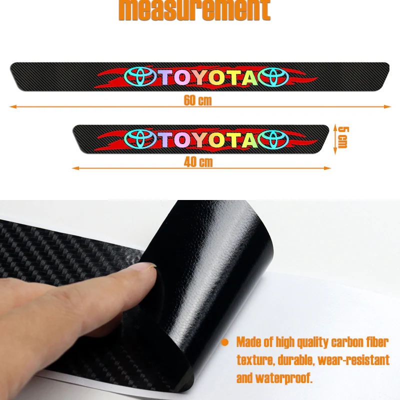 For TOYOTA NEW 4PCS Set 5D Carbon Fiber Texture Car Door Scuff Sill Cover Panel Step Protector - Image 2